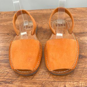 Pons Avarcas Menorca Sandals Women's Size 5 / 35 Orange Suede Slip On Flat Shoes